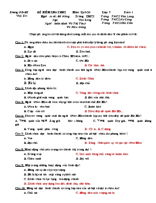 Đề kiểm tra môn lịch sử lớp 7 tuần 1